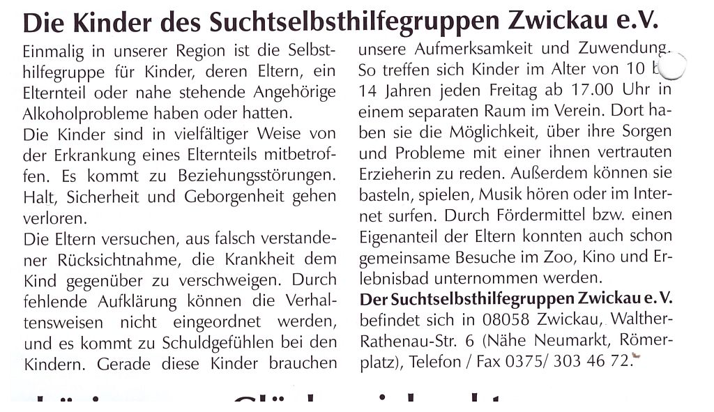 Die Kindergruppe im SSHG Zwickau e.V.