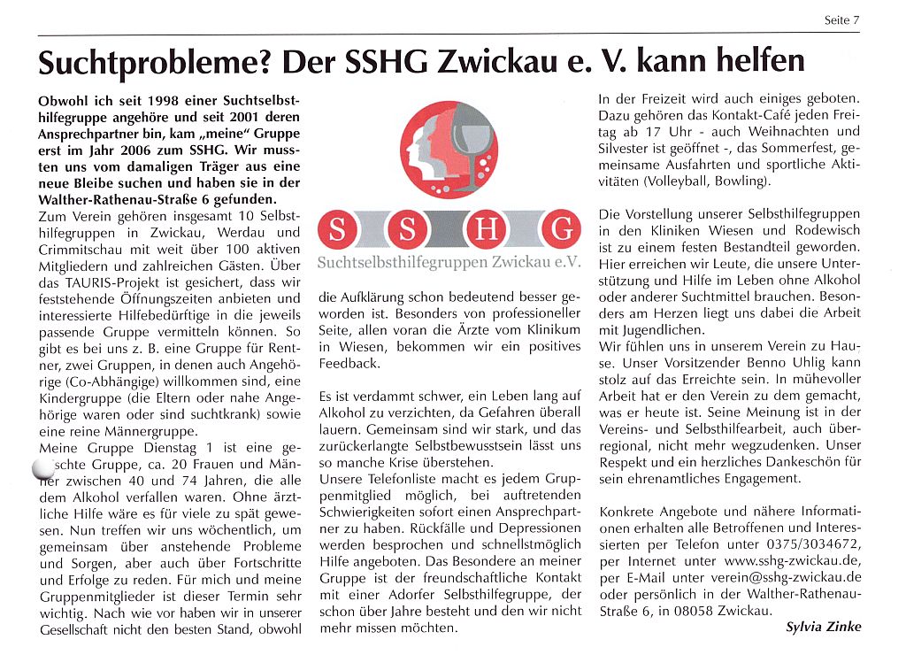 Suchtprobleme? SSHG kann helfen